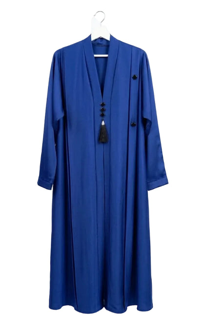 Elegant Front Open Abaya with Black Tassel & Button
