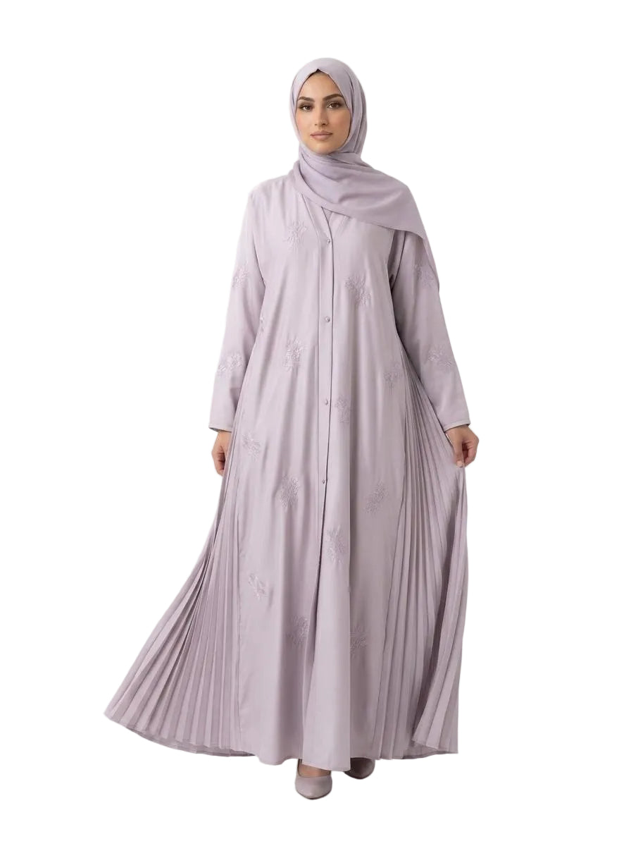 Front Open Pleated Abaya