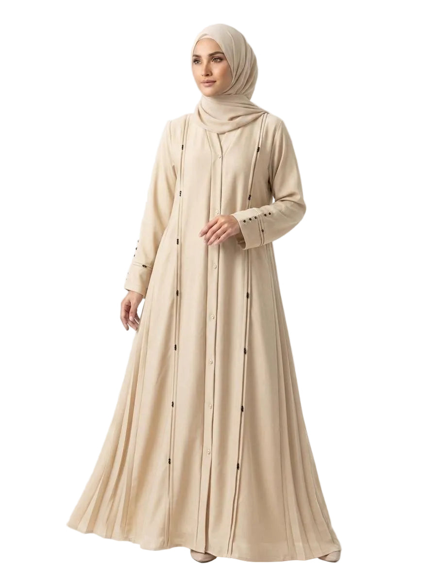 Pin Tuck Stone Work Abaya