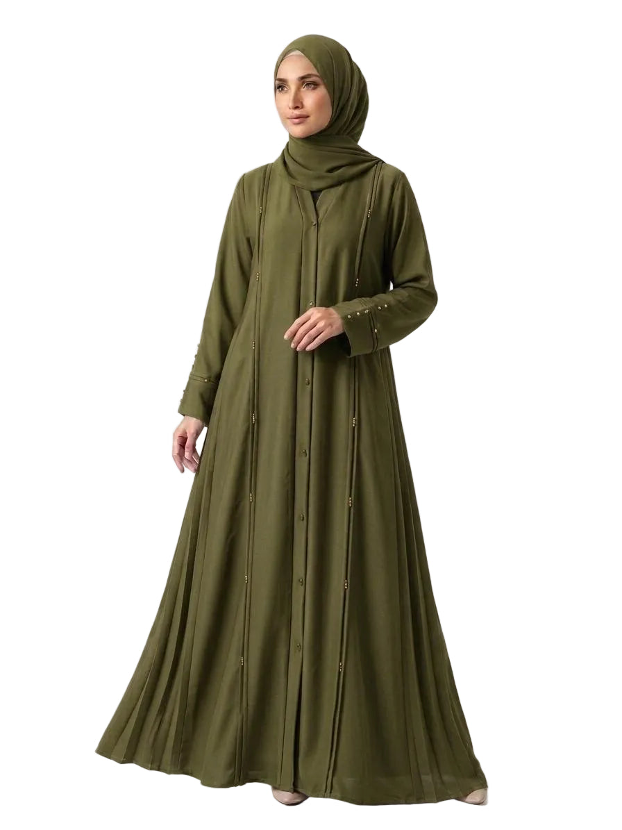 Pin Tuck Stone Work Abaya