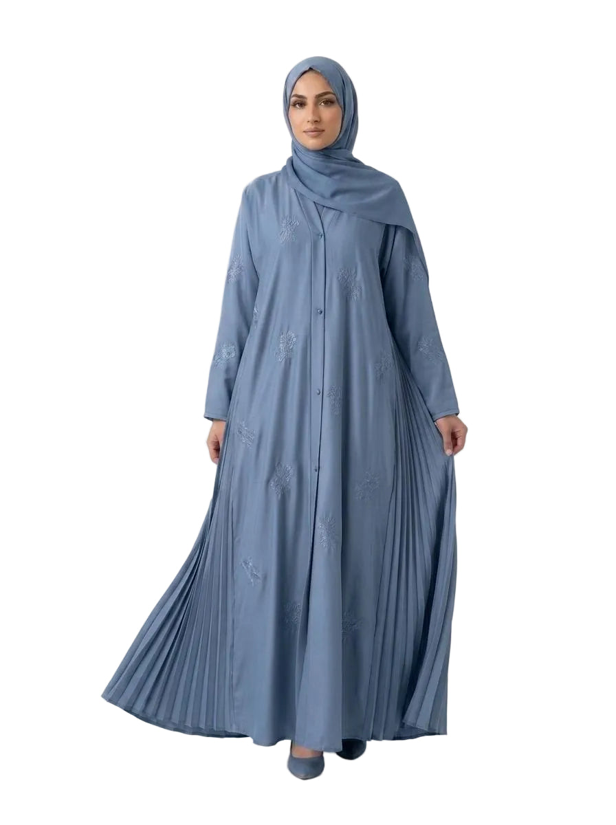 Front Open Pleated Abaya