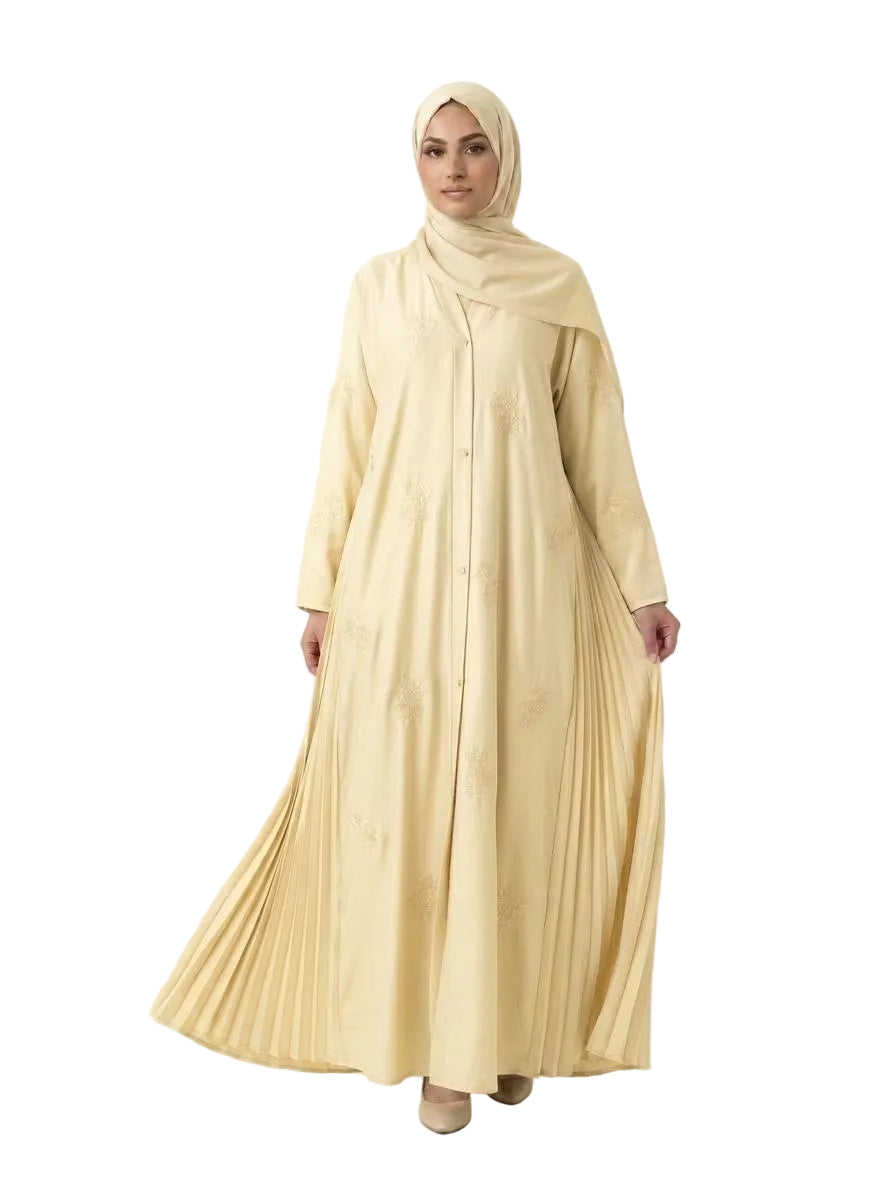 Front Open Pleated Abaya