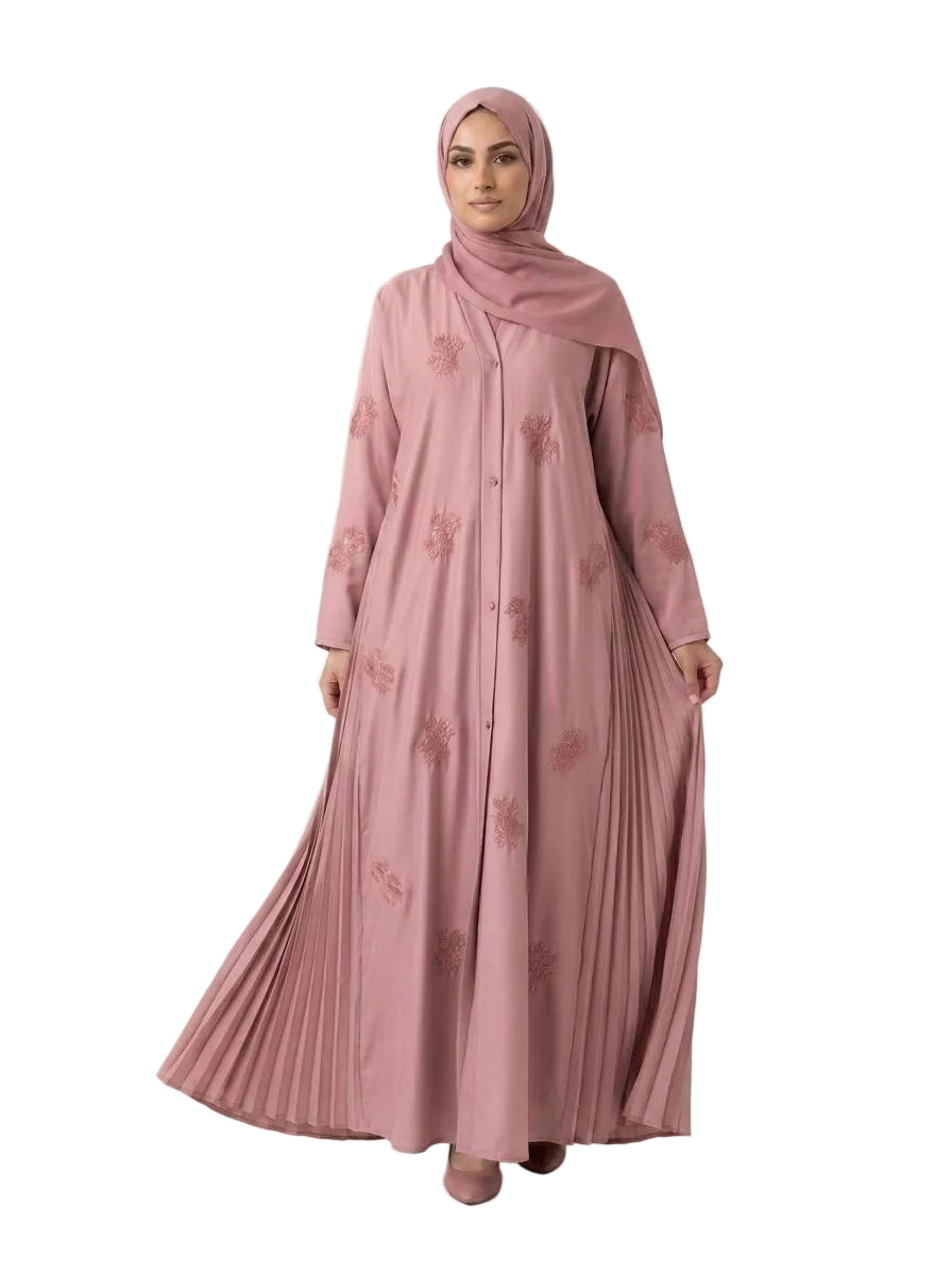 Front Open Pleated Abaya