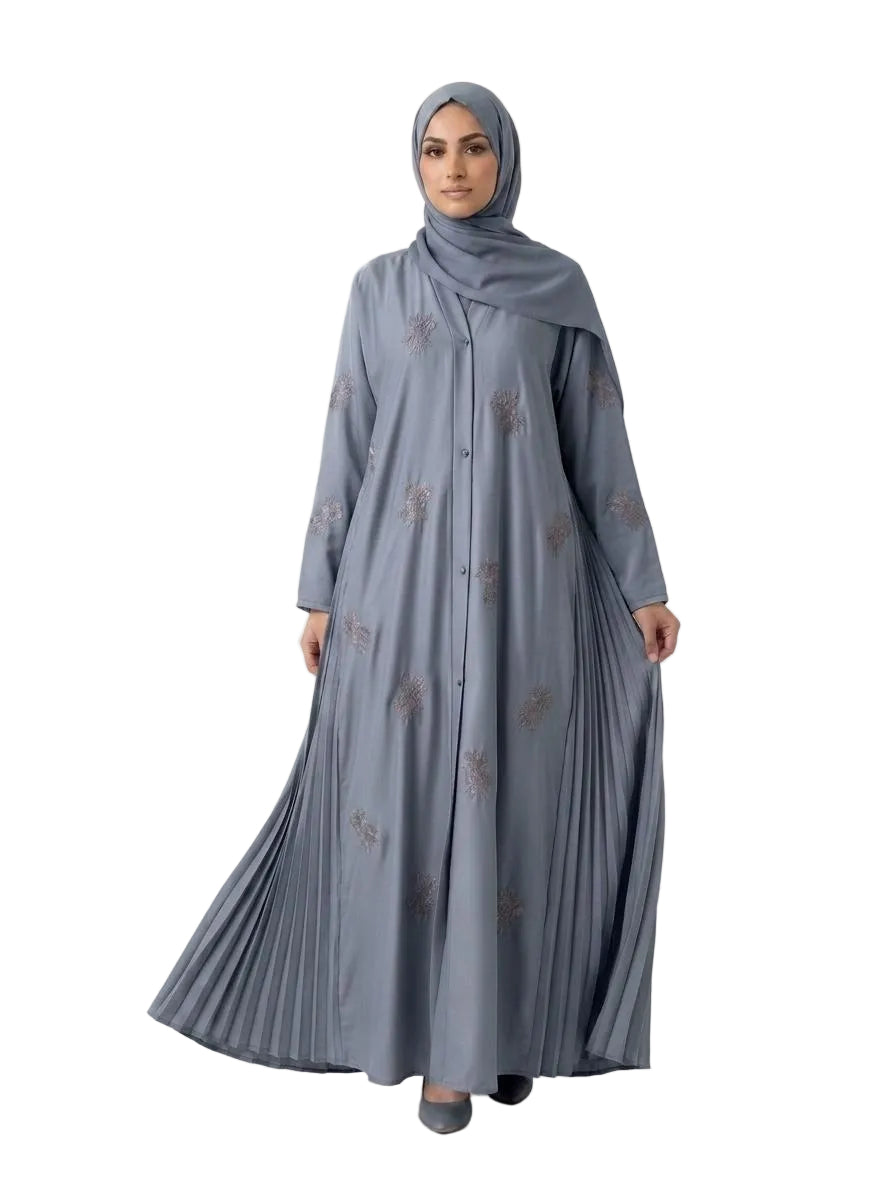 Front Open Pleated Abaya